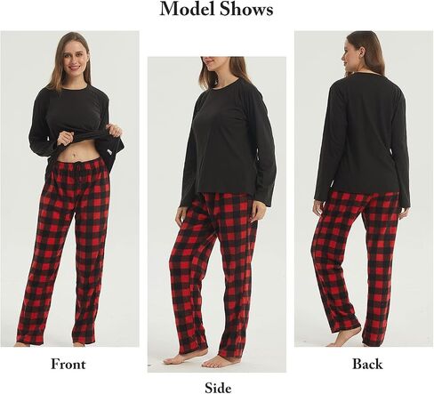 1-2 Pack Women Pajama Pants Fleece Plaid Pajamas Bottoms Soft Comfy Sleep Lounge Pj Pants in Saudi Arabia