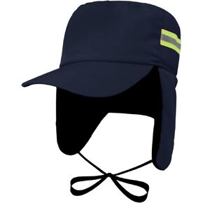 NICEYST Reflective Safety Winter Trapper Hat Fleece Lined Earflaps Warm Baseball Cap for Outdoor Worker Skiing