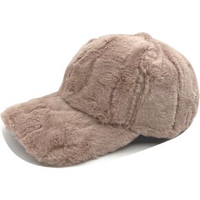 Winter Rabbit Fur Baseball Cap Plush Warm Winter Hat Outdoor Activities Hats for Women and Men Brown in Kuwait