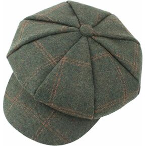 ZLSLZ Womens Faux Woolen Plaid Ivy Newsboy Cabbie Gatsby Painter Octagonal Hat Cap