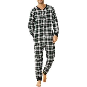 Latuza Men's Cotton Flannel Onesie Adult One Piece Pajamas Jumpsuit