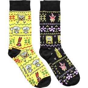 Hyp Spongebob Squarepants و Patrick Ugly Sweater Pattern Crew Christmas Socks 2 زوج in Saudi Arabia