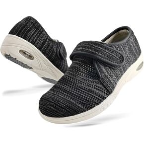 HYHFM Diabetic Shoes for Women Wide Width Adjustable Strap Easy Put On and Off, Lightweight No-Slip Walking Edema Shoes for Elderly Swollen Feet