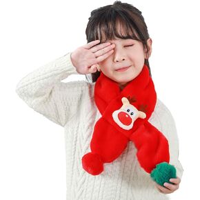 Jepony 2023 Kid Christmas Scarf for Girls ＆ Boys Plush Warm Scarf Cute Deer Winter Scarf for Child