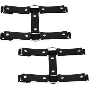 Women Girl Punk Leather Garter Elastic Leg Ring Harness Garters Belt 2pcs