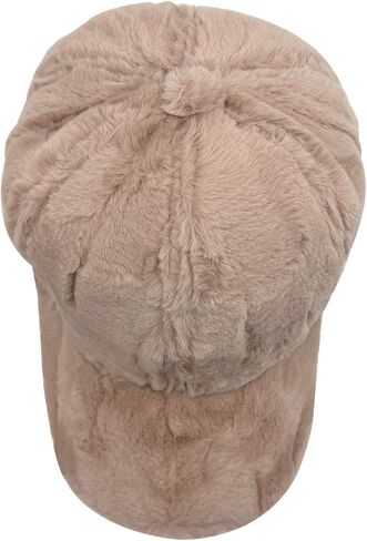Winter Rabbit Fur Baseball Cap Plush Warm Winter Hat Outdoor Activities Hats for Women and Men Brown in Kuwait