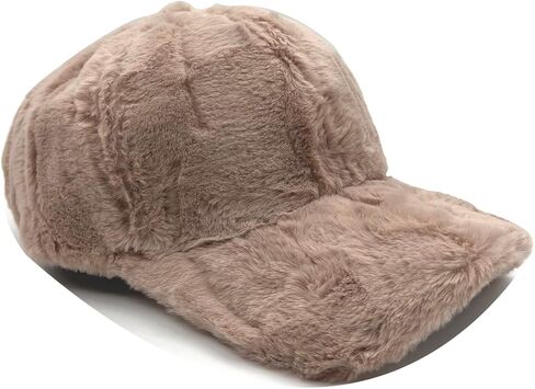 Winter Rabbit Fur Baseball Cap Plush Warm Winter Hat Outdoor Activities Hats for Women and Men Brown in Kuwait