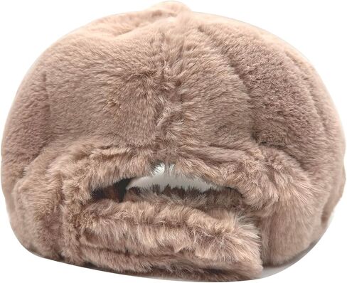 Winter Rabbit Fur Baseball Cap Plush Warm Winter Hat Outdoor Activities Hats for Women and Men Brown in Kuwait