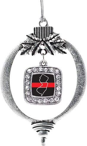 Inspired Silver - Portugal Flag Charm Ornament - Silver Square Charm Holiday Ornaments with Cubic Zirconia Jewelry in Saudi Arabia