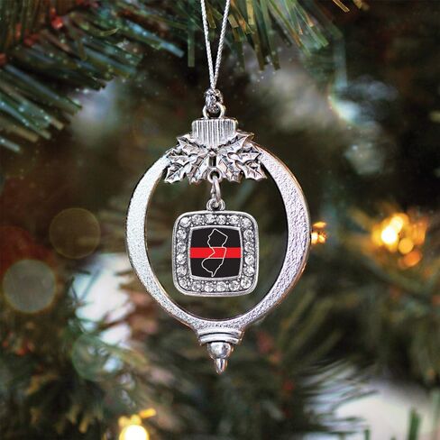 Inspired Silver - Portugal Flag Charm Ornament - Silver Square Charm Holiday Ornaments with Cubic Zirconia Jewelry in Saudi Arabia
