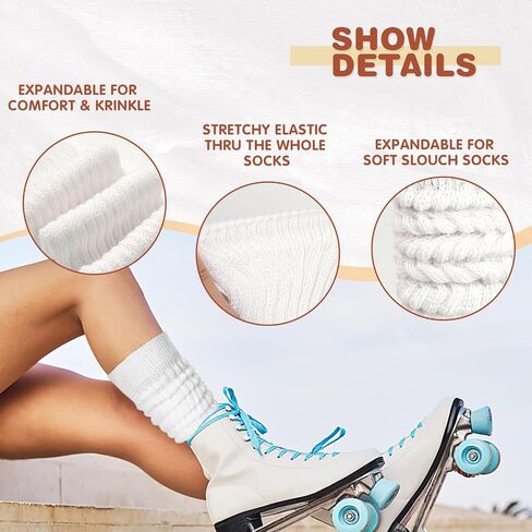 2 Pairs Slouch Socks for Women, Soft Extra Long Chunky Scrunch Knee High Sock Winter Knit Slouchy Socks leg warmmers in Kuwait