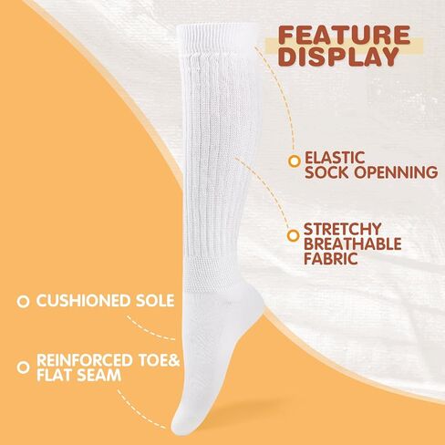 2 Pairs Slouch Socks for Women, Soft Extra Long Chunky Scrunch Knee High Sock Winter Knit Slouchy Socks leg warmmers in Kuwait