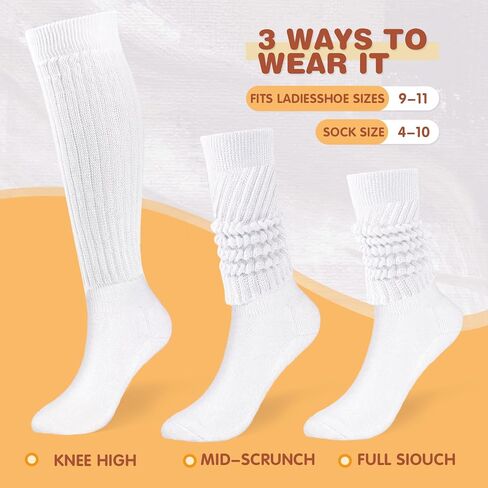 2 Pairs Slouch Socks for Women, Soft Extra Long Chunky Scrunch Knee High Sock Winter Knit Slouchy Socks leg warmmers in Kuwait