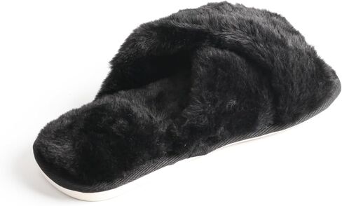 TMA EYES Women's Slippers Fuzzy Warm Comfy Faux Fur Slip-on Fluffy Bedroom House Shoes Memory Foam Suede Cozy Plush Breathable Anti-Slip Indoor in Kuwait