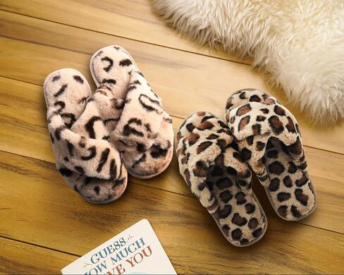 TMA EYES Women's Slippers Fuzzy Warm Comfy Faux Fur Slip-on Fluffy Bedroom House Shoes Memory Foam Suede Cozy Plush Breathable Anti-Slip Indoor in Kuwait