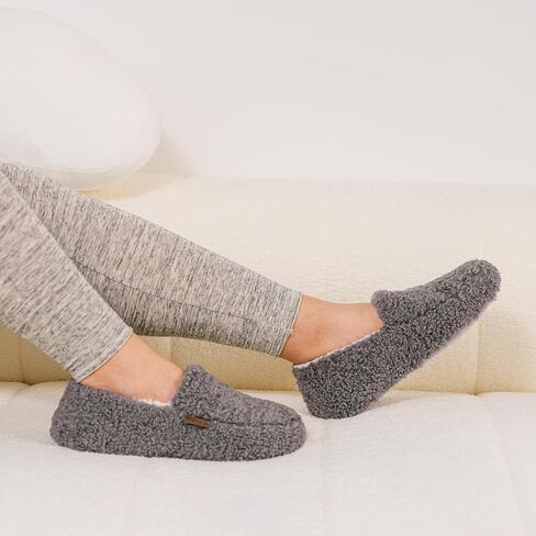LongBay Women's Slippers Indoor Warm Winter Fuzzy Shearling House Shoes | Bombas Shearling Upper, Plush Sherpa Lining, Non-Slip TPR Sole, Slip-On Slippers for Indoor Outdoor, Gifts for Ladies in Saudi Arabia
