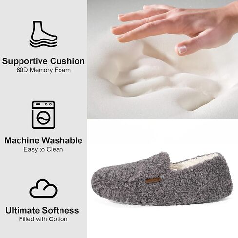 LongBay Women's Slippers Indoor Warm Winter Fuzzy Shearling House Shoes | Bombas Shearling Upper, Plush Sherpa Lining, Non-Slip TPR Sole, Slip-On Slippers for Indoor Outdoor, Gifts for Ladies in Saudi Arabia