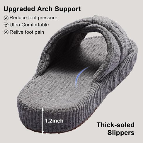 Women's Bow Cross Band Slippers Memory Foam House Bedroom Corduroy Slide Slipper Shoes Open Toe in Kuwait