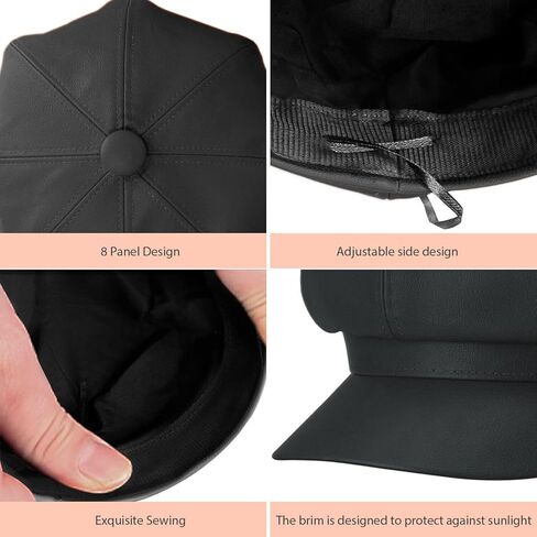 Leather Newboy Hats for Women 8 Panel Visor Beret Cabbie Ivy Cap Painter Baker Boy Hat in Kuwait