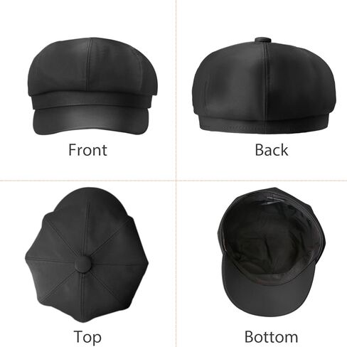 Leather Newboy Hats for Women 8 Panel Visor Beret Cabbie Ivy Cap Painter Baker Boy Hat in Kuwait