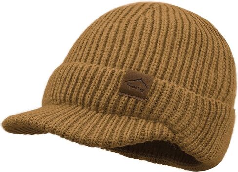 Croogo Winter Beanie Hats with Brim Thick Fleece Knit Hat Visor Beanie Cap Skull Ski Cap Watch Cap Slouchy Beanie Hat Unisex in Saudi Arabia