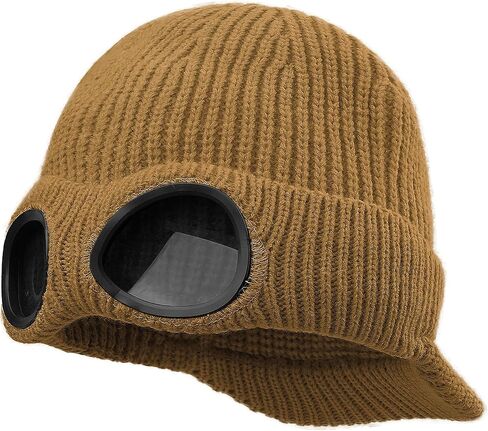 Croogo Winter Beanie Hats with Brim Thick Fleece Knit Hat Visor Beanie Cap Skull Ski Cap Watch Cap Slouchy Beanie Hat Unisex in Saudi Arabia