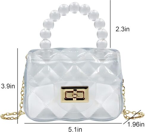 BOLLEY JOSS Elegant Mini Purse for Little Girls Cute Handbags with Pearls Beads Handle Glitter Clear Crossbody Bag in Kuwait