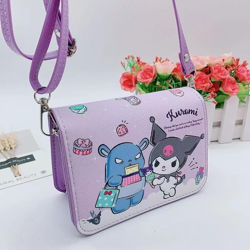 حقيبة كروس كاواي كارتونية مع حزام كتف قابل للتعديل، حقيبة يد أنمي مع إبزيم، محفظة هاتف عائلة القطط، محفظة للعملات المعدنية للنساء والفتيات والأطفال (مجموعة) in Kuwait