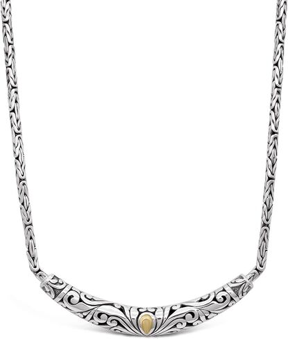 قلادة ديفاتا من الفضة الإسترليني عيار 925 مع لمسات من الذهب عيار 18 قيراط بالي مع عظم التنين تولانج ناجا/بيزنطي/سلسلة مزدوجة من القمح in Kuwait