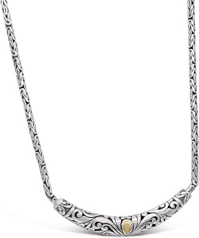 قلادة ديفاتا من الفضة الإسترليني عيار 925 مع لمسات من الذهب عيار 18 قيراط بالي مع عظم التنين تولانج ناجا/بيزنطي/سلسلة مزدوجة من القمح in Kuwait