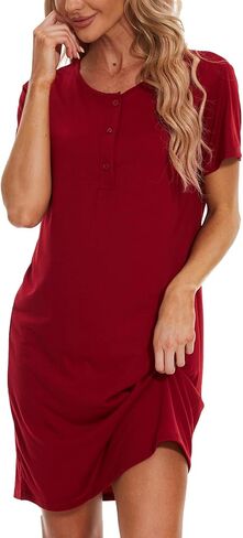 هونغ هوي المرأة ثوب النوم قمصان النوم قصيرة الأكمام قمصان النوم المطبوعة ملابس النوم فضفاضة فستان النوم ملابس النوم قميص النوم in Kuwait