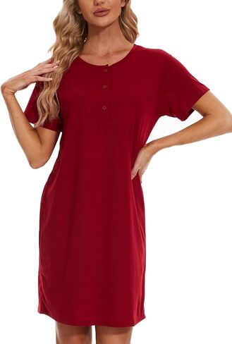 هونغ هوي المرأة ثوب النوم قمصان النوم قصيرة الأكمام قمصان النوم المطبوعة ملابس النوم فضفاضة فستان النوم ملابس النوم قميص النوم in Kuwait