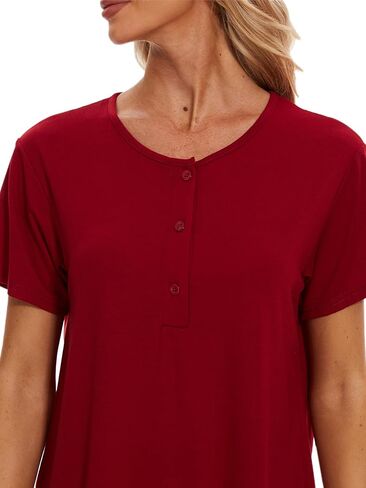 هونغ هوي المرأة ثوب النوم قمصان النوم قصيرة الأكمام قمصان النوم المطبوعة ملابس النوم فضفاضة فستان النوم ملابس النوم قميص النوم in Kuwait