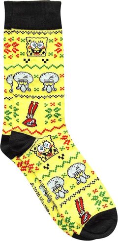 Hyp Spongebob Squarepants and Patrick Ugly Sweater Pattern Crew Christmas Socks 2 Pair Pack in Saudi Arabia