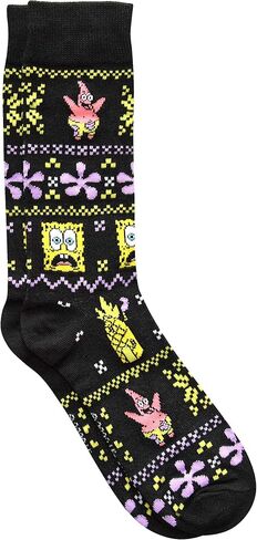 Hyp Spongebob Squarepants and Patrick Ugly Sweater Pattern Crew Christmas Socks 2 Pair Pack in Saudi Arabia