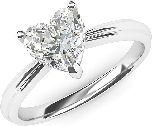 THELANDA 14k White Gold Simulated Heart-shaped Diamond Engagement Ring Raised Shank Promise Bridal Ring in Saudi Arabia