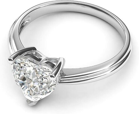 THELANDA 14k White Gold Simulated Heart-shaped Diamond Engagement Ring Raised Shank Promise Bridal Ring in Saudi Arabia