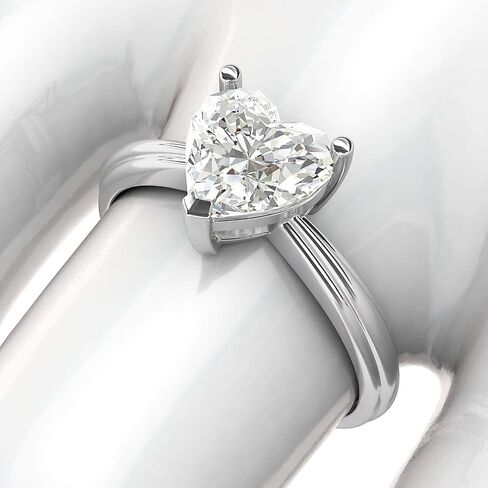 THELANDA 14k White Gold Simulated Heart-shaped Diamond Engagement Ring Raised Shank Promise Bridal Ring in Saudi Arabia