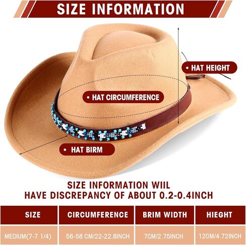 Ramede 4 Pcs Classic Western Cowboy Hat Men Felt Wide Brim Cowgirl Hats Women with Buckle Belt Panama Hat for Adults Kids in Saudi Arabia