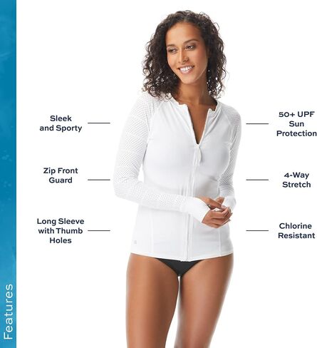 BEACH HOUSE Sport Ava كم طويل Rash Guard - سترة سباحة لتغطية الشاطئ بعامل حماية من الأشعة فوق البنفسجية 50+ للنساء in Kuwait