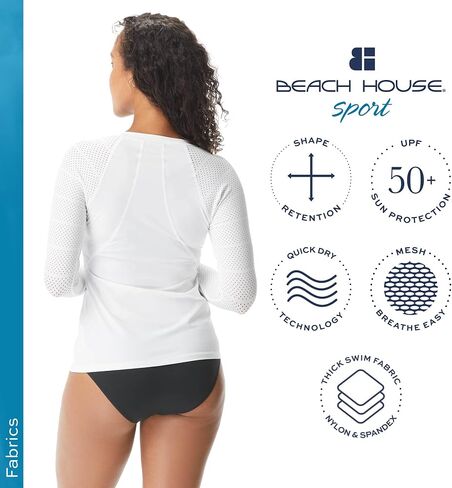 BEACH HOUSE Sport Ava كم طويل Rash Guard - سترة سباحة لتغطية الشاطئ بعامل حماية من الأشعة فوق البنفسجية 50+ للنساء in Kuwait