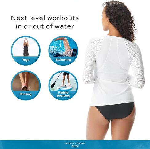 BEACH HOUSE Sport Ava كم طويل Rash Guard - سترة سباحة لتغطية الشاطئ بعامل حماية من الأشعة فوق البنفسجية 50+ للنساء in Kuwait