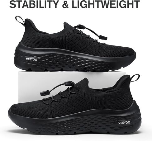 حذاء VEEYOO للسيدات سهل الارتداء مع دعم للقوس، أحذية رياضية خفيفة الوزن للجري، أحذية تنس شبكية مسامية غير قابلة للانزلاق لصالة الألعاب الرياضية والسفر والعمل الكاجوال in Kuwait