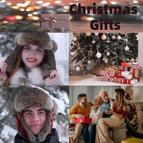 HEYANN Winter Trapper Hat,Warm Rabbit Fur Ushanka Russian Aviator Trooper Hats with Ear Flaps for Men Women(RedPlaid,L/XL) in Saudi Arabia