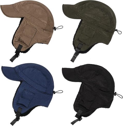 CLAPE Winter Warm Russian Hat Trooper Trapper Cap Windproof Russian Fur Hat Ear Flaps Ushanka Snow Eskimo Hat Aviator Caps in Saudi Arabia