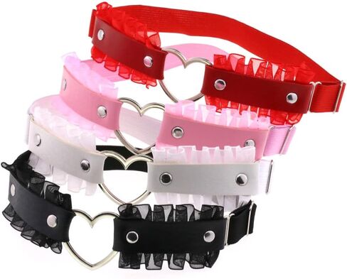 Women Girl Leg Garter Lace Heart Leather Garters Punk Elastic Thigh Ring Garters Belt Adjustable in Saudi Arabia