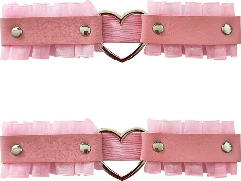 Women Girl Leg Garter Lace Heart Leather Garters Punk Elastic Thigh Ring Garters Belt Adjustable in Saudi Arabia