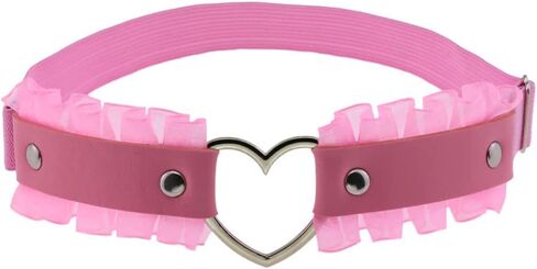 Women Girl Leg Garter Lace Heart Leather Garters Punk Elastic Thigh Ring Garters Belt Adjustable in Saudi Arabia