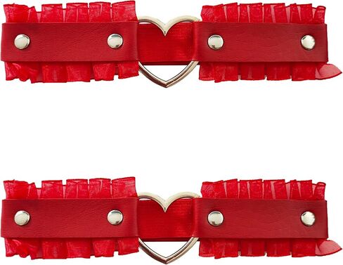 Women Girl Leg Garter Lace Heart Leather Garters Punk Elastic Thigh Ring Garters Belt Adjustable in Saudi Arabia