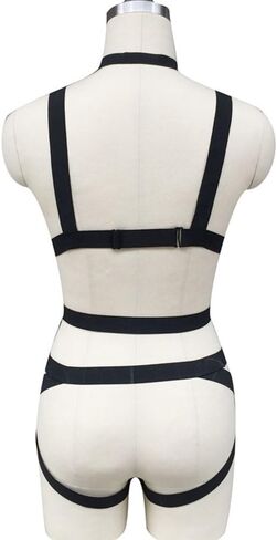 طقم سرج لانجري مرن للجسم للنساء، احزمة رباط على شكل قفص للجوارب، مقاس كبير (ChoiceN77) in Kuwait